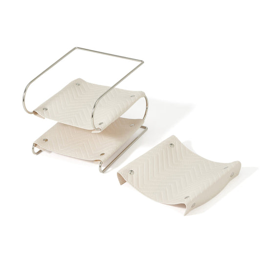 Quilting 3-Tier Tray Ivory