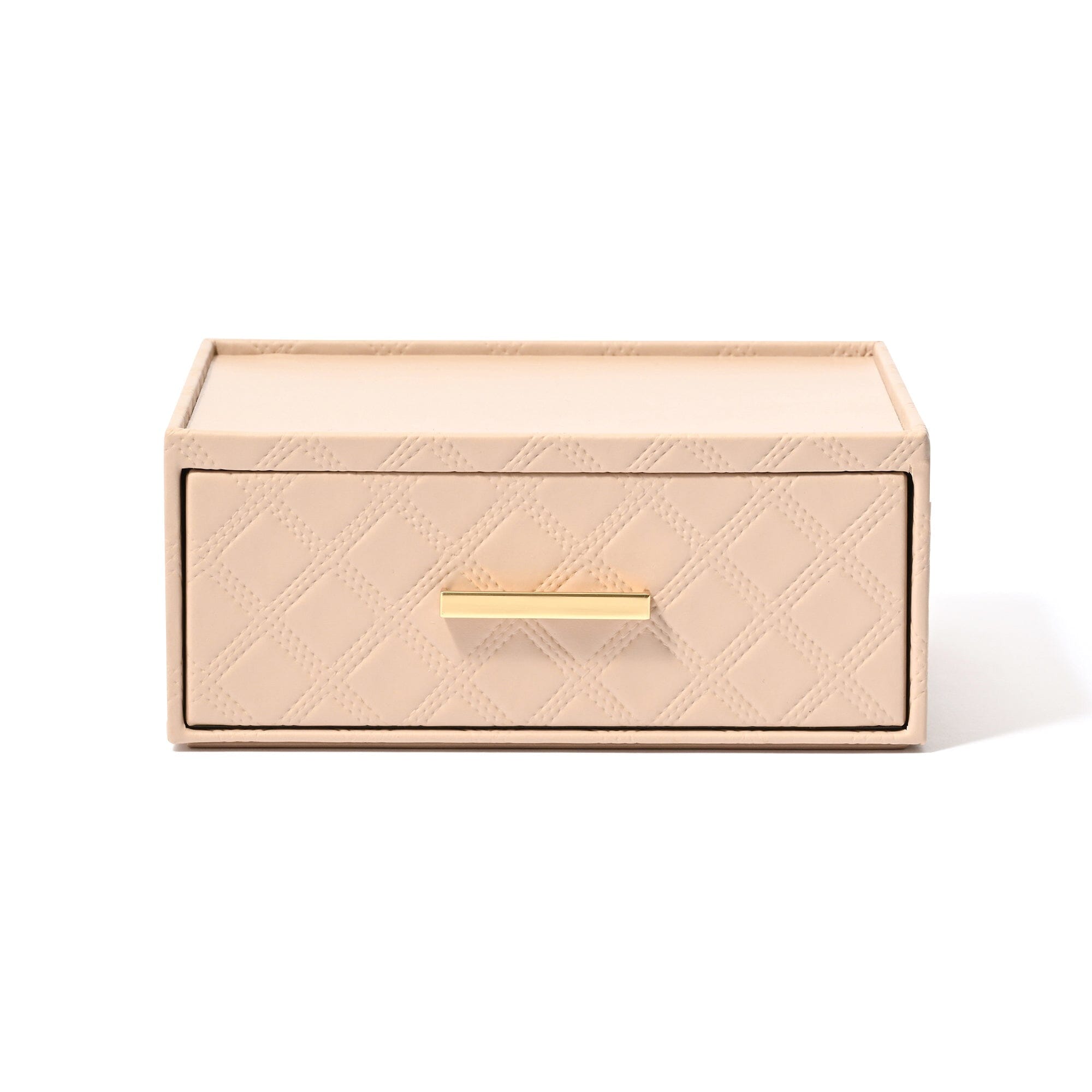 Check Stitch Stationery Box Medium Beige