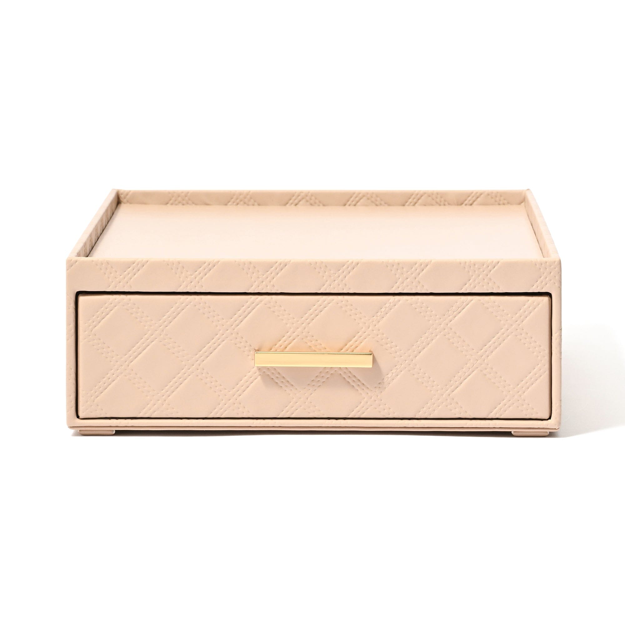 Check Stitch Stationery Box Large Beige