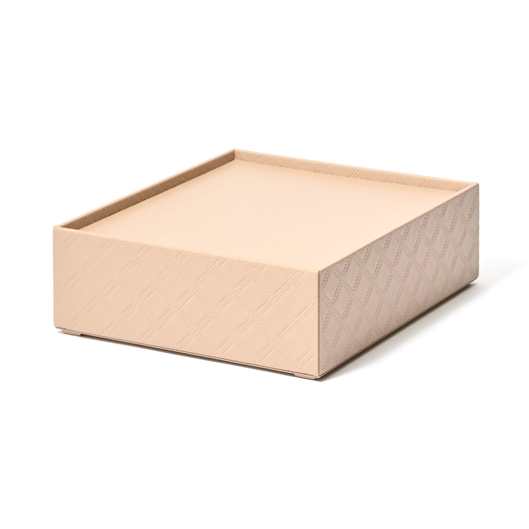 Check Stitch Stationery Box Large Beige