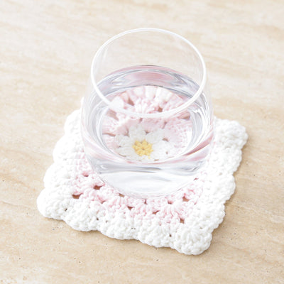 Crochet Flower Coaster Pink