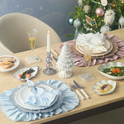 Napkin Rings 2pcs Silver Ribbon