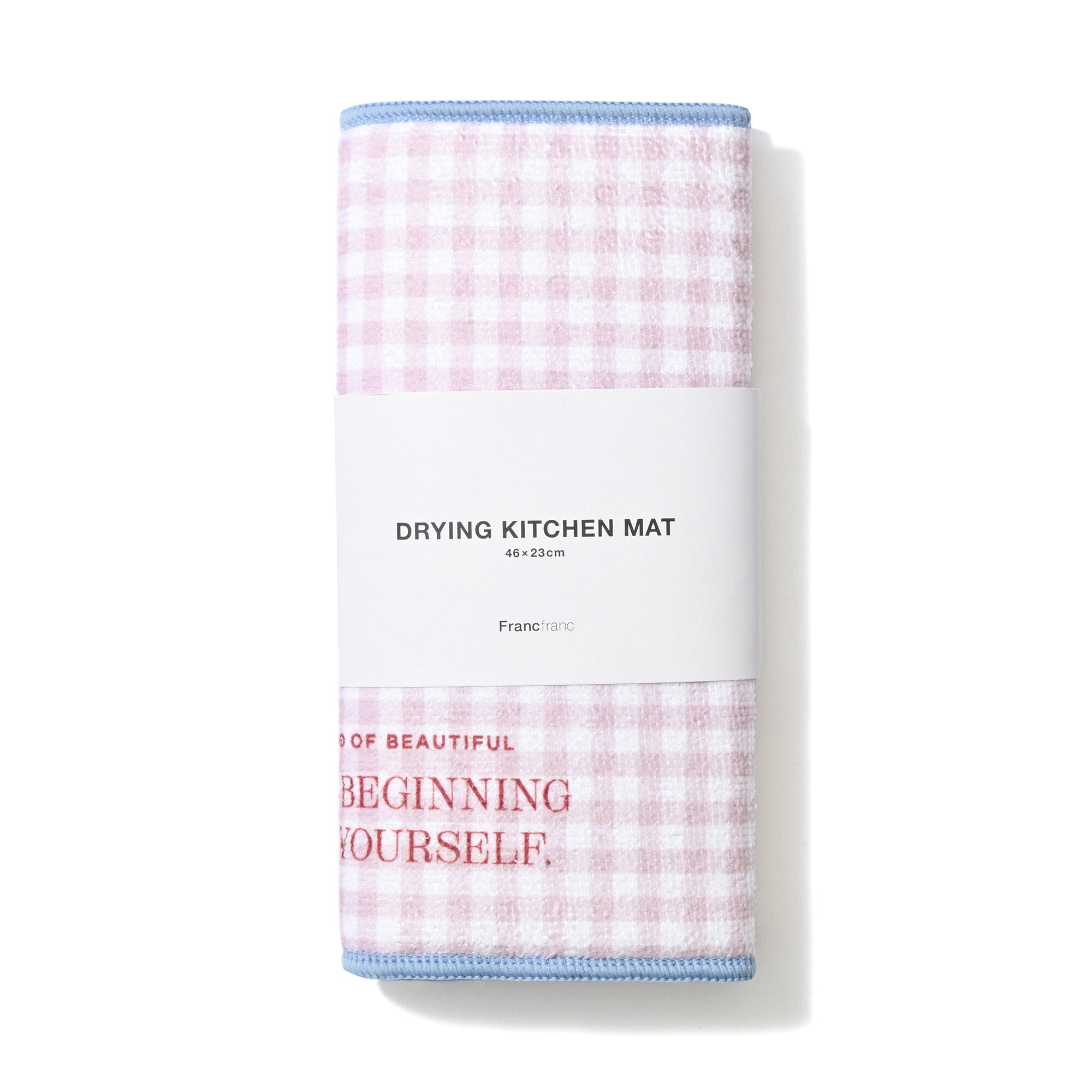 Gingham Check Drying Mat Pink