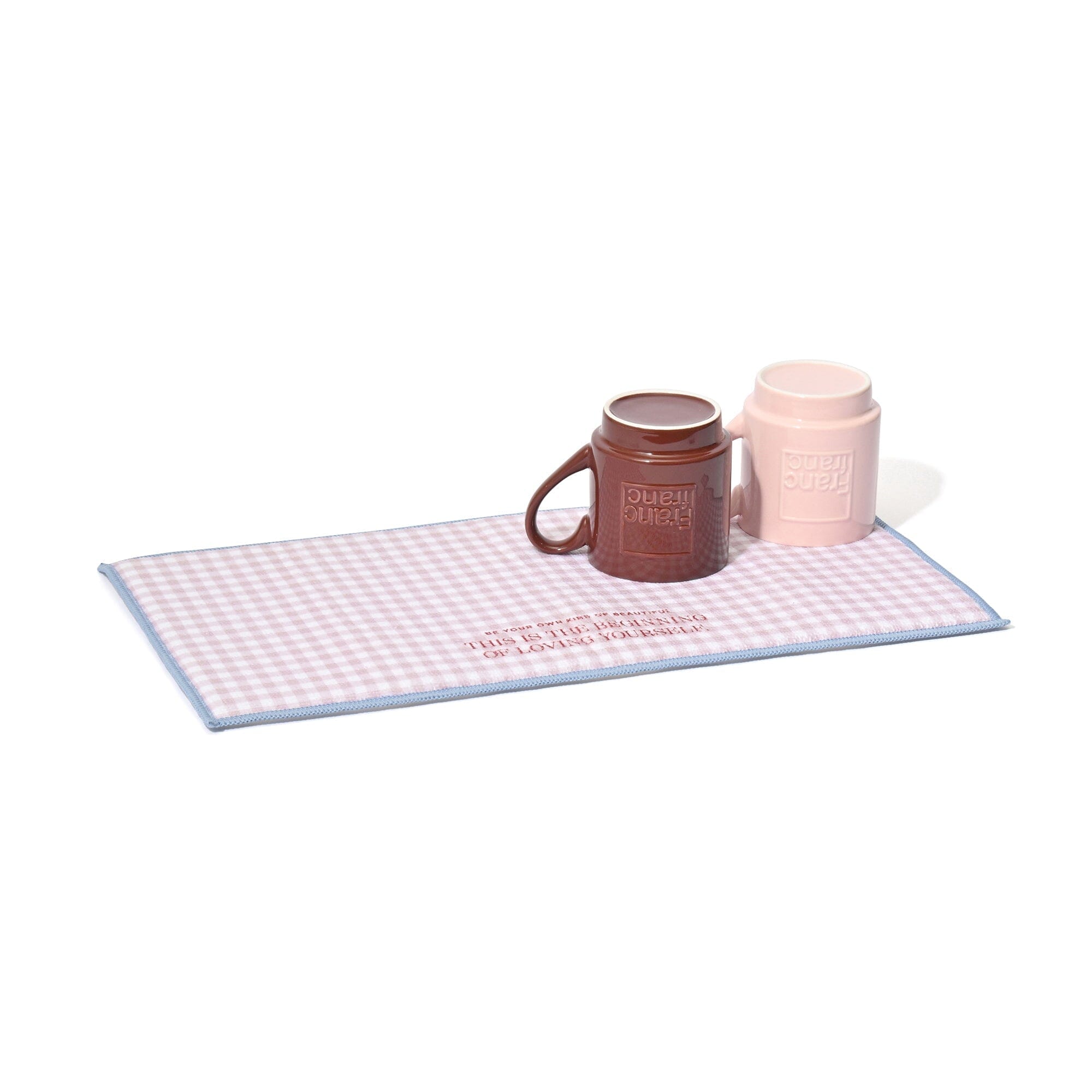 Gingham Check Drying Mat Pink