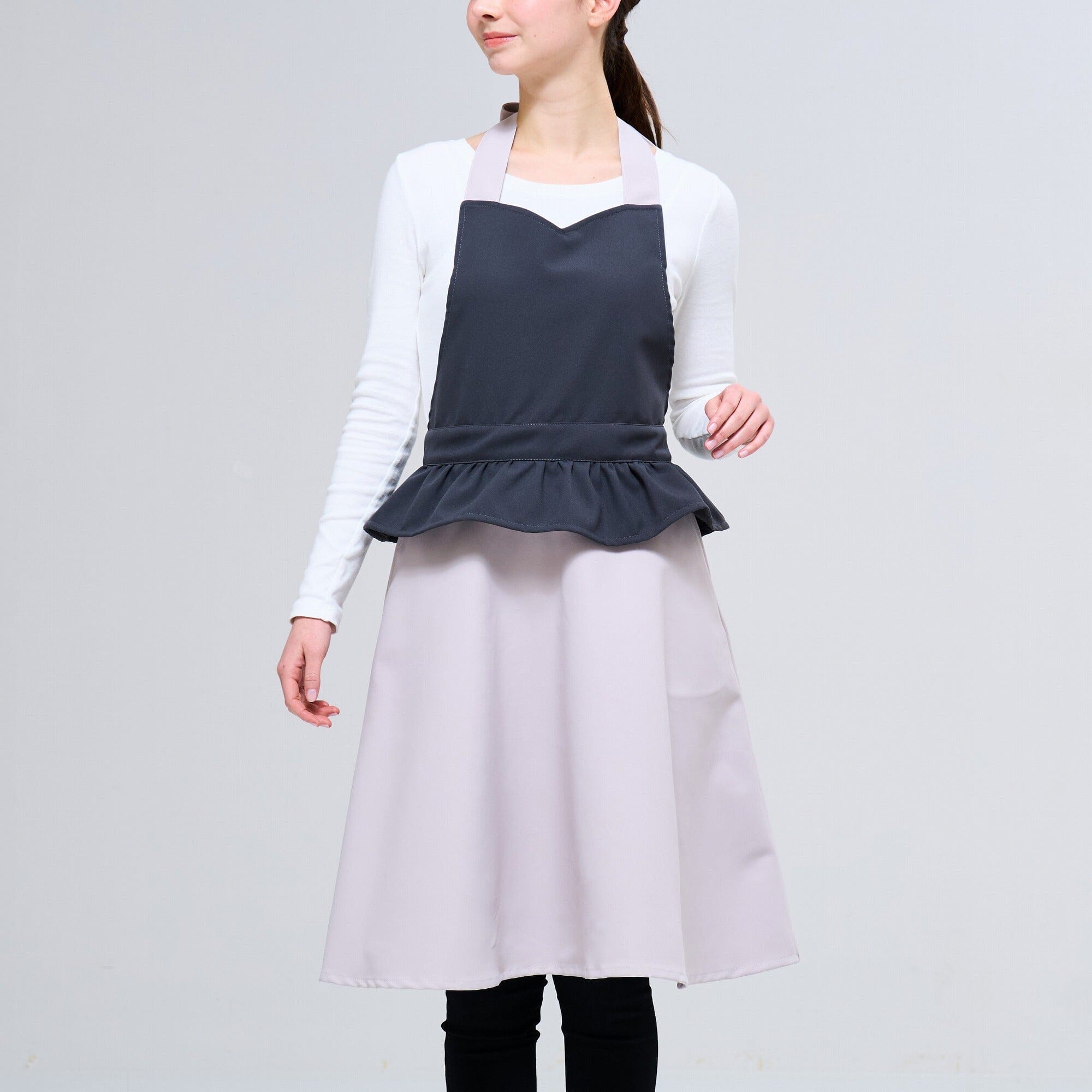 Peplum Full Apron Black X Ivory