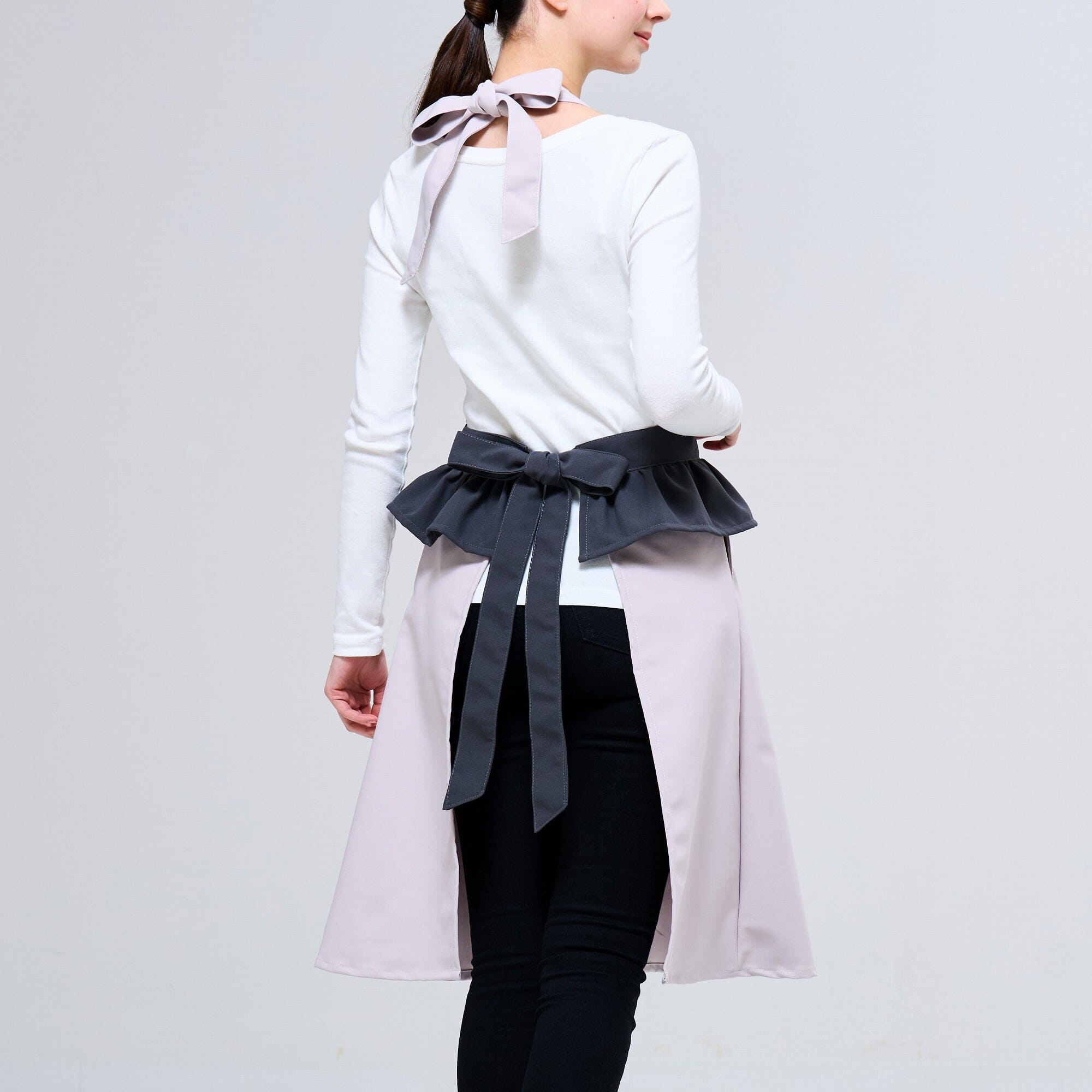 Peplum Full Apron Black X Ivory