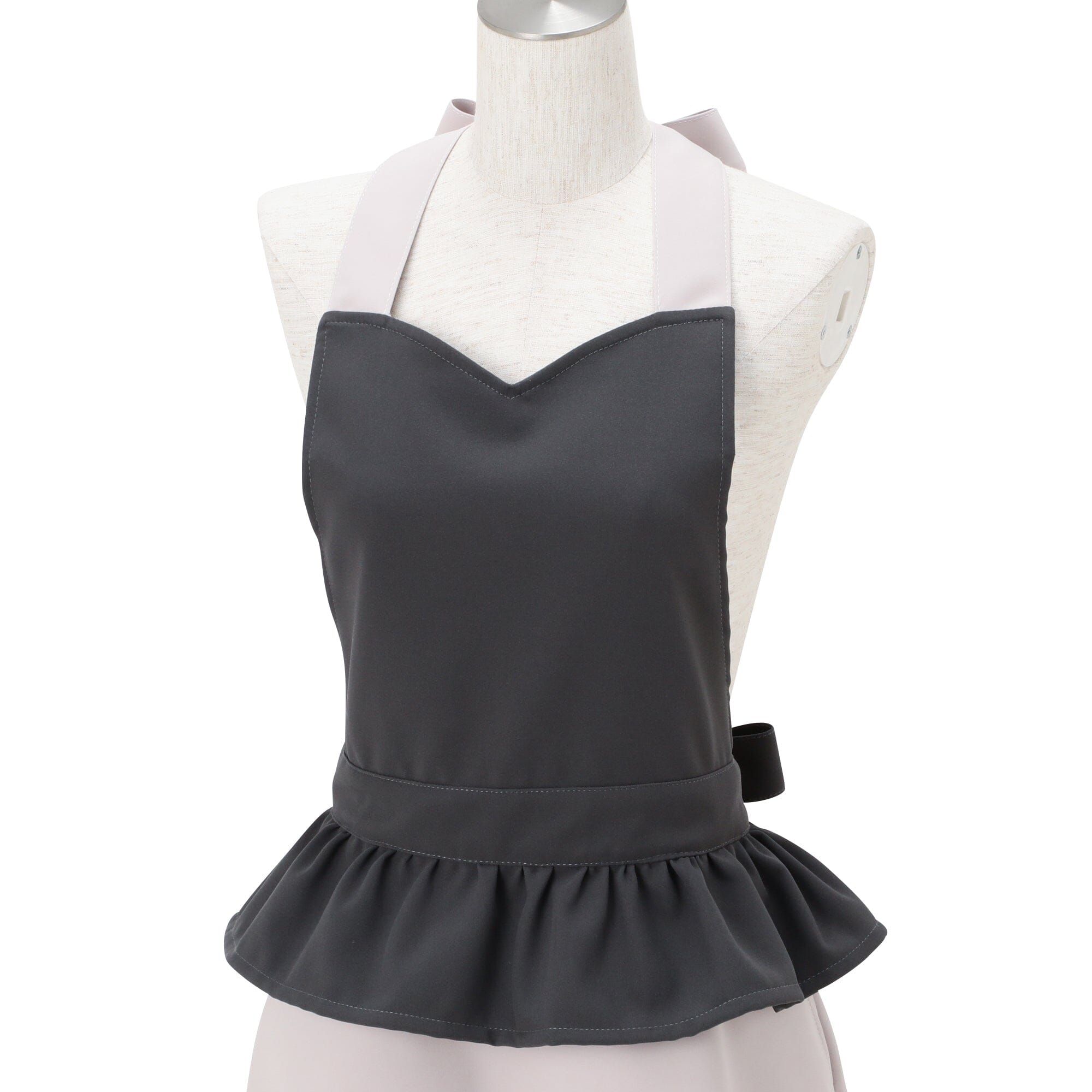 Peplum Full Apron Black X Ivory