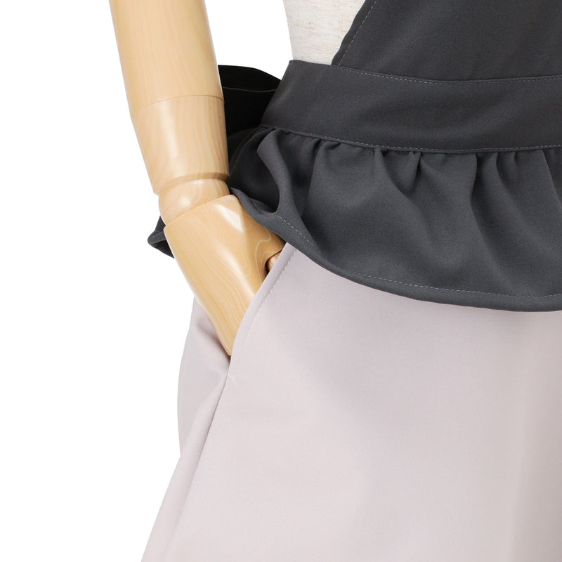 荷葉邊全身圍裙 黑色 X 象牙色