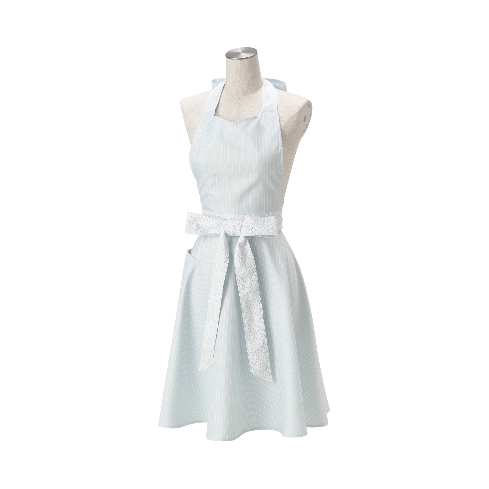 Lace Ribbon Full Apron Blue