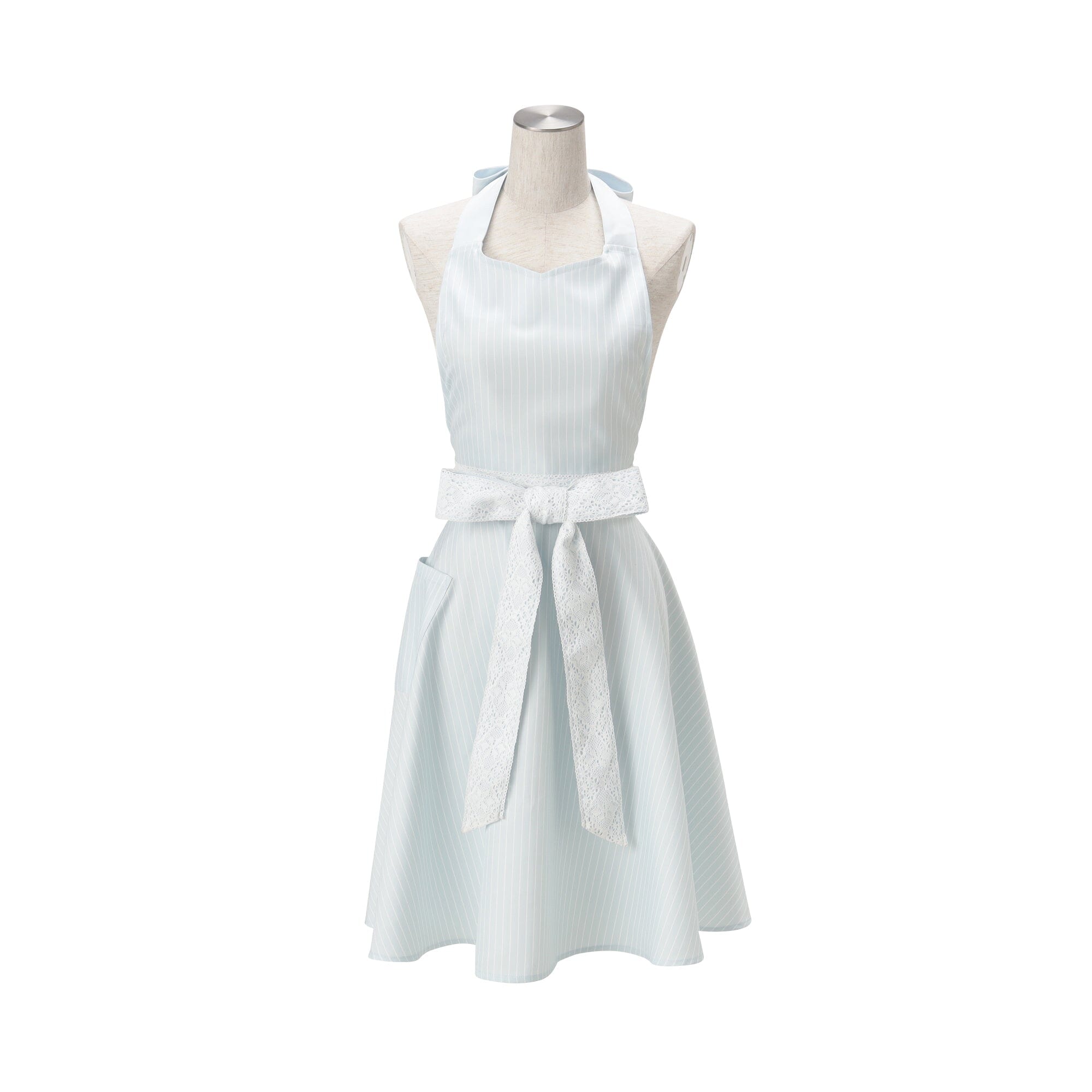 Lace Ribbon Full Apron Blue