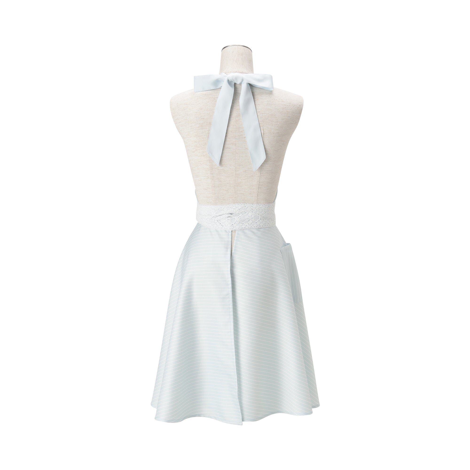 Lace Ribbon Full Apron Blue