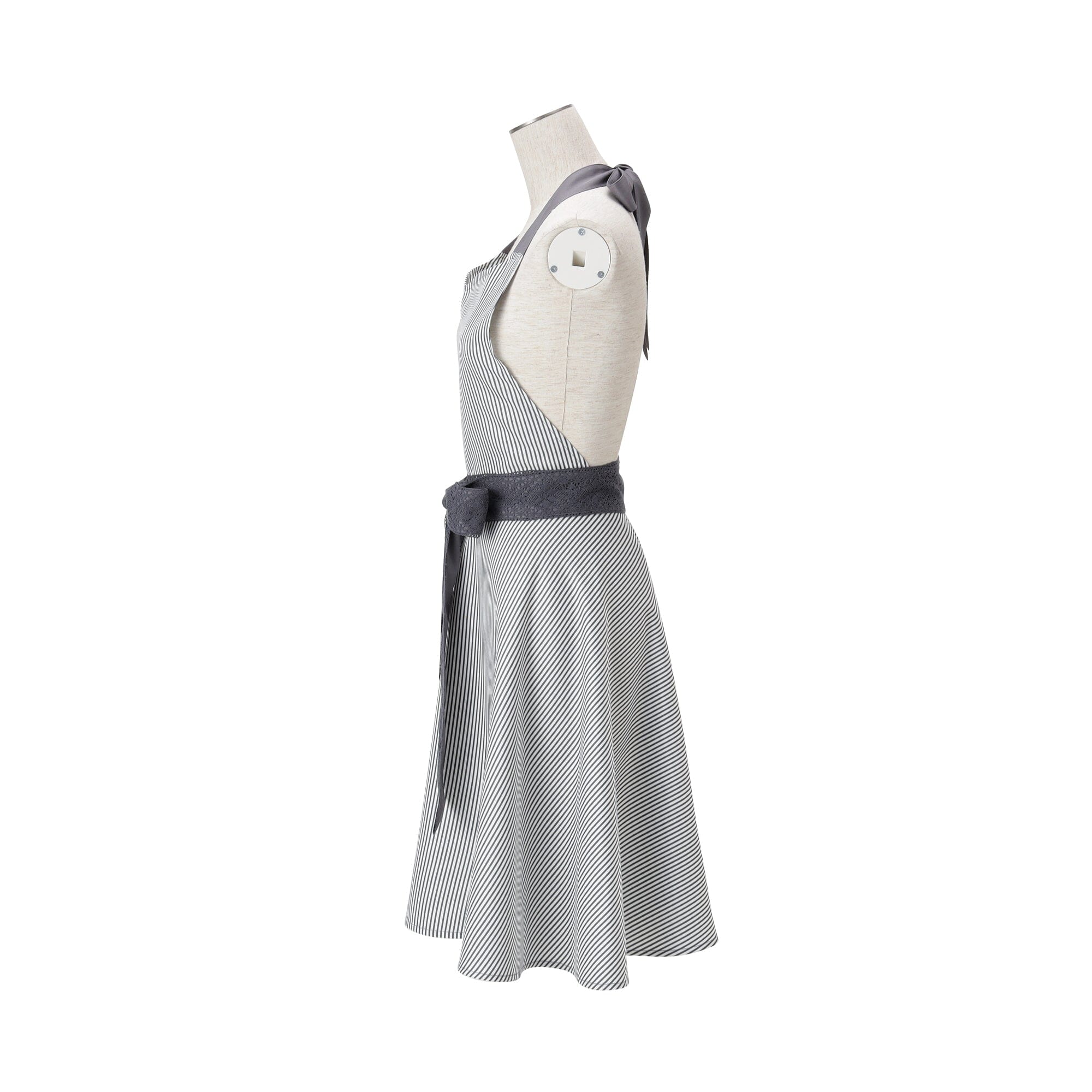 Lace Ribbon Full Apron Black