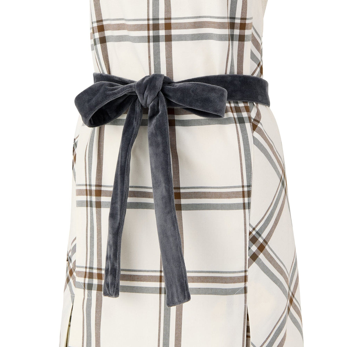 Plaid Full Apron Ivory