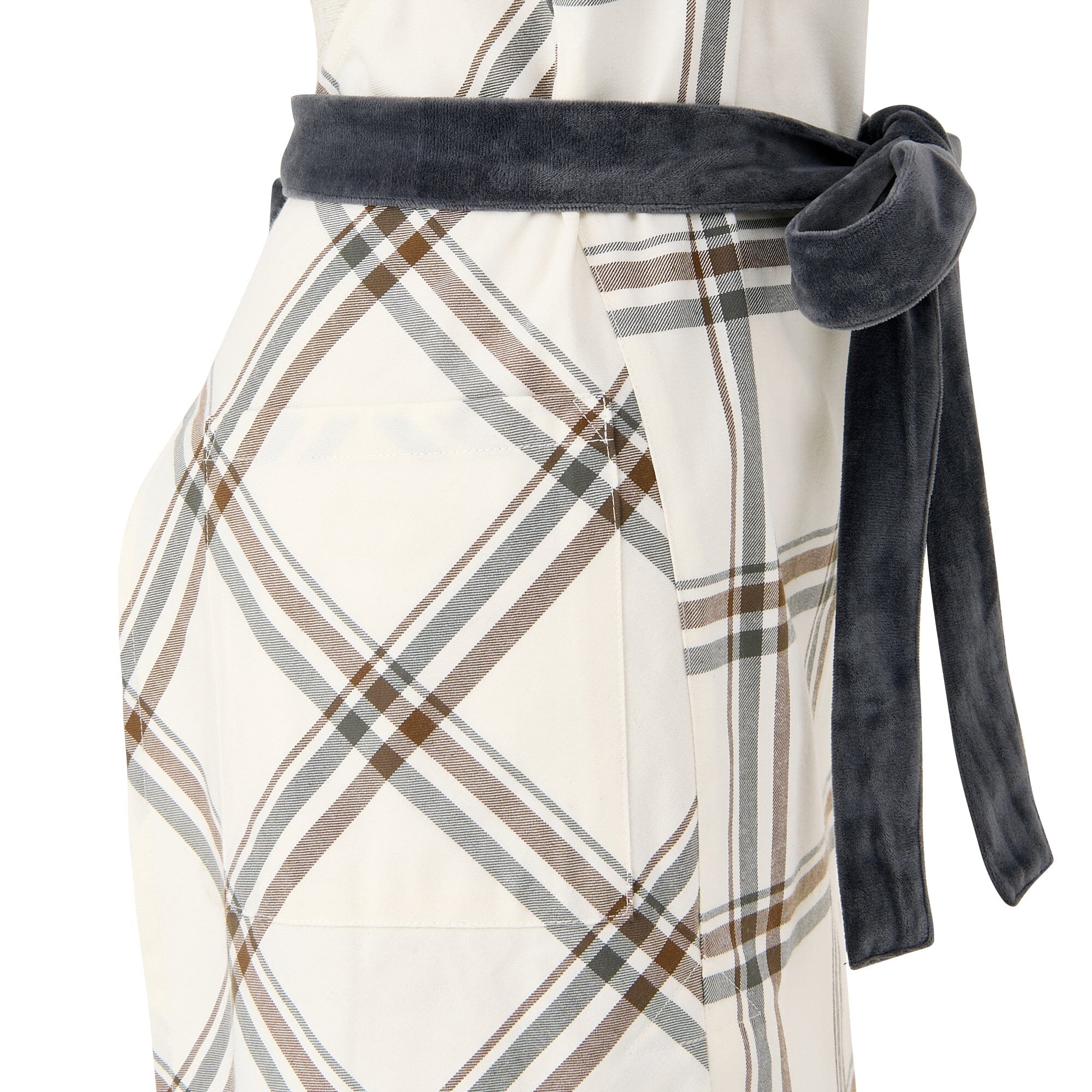 Plaid Full Apron Ivory