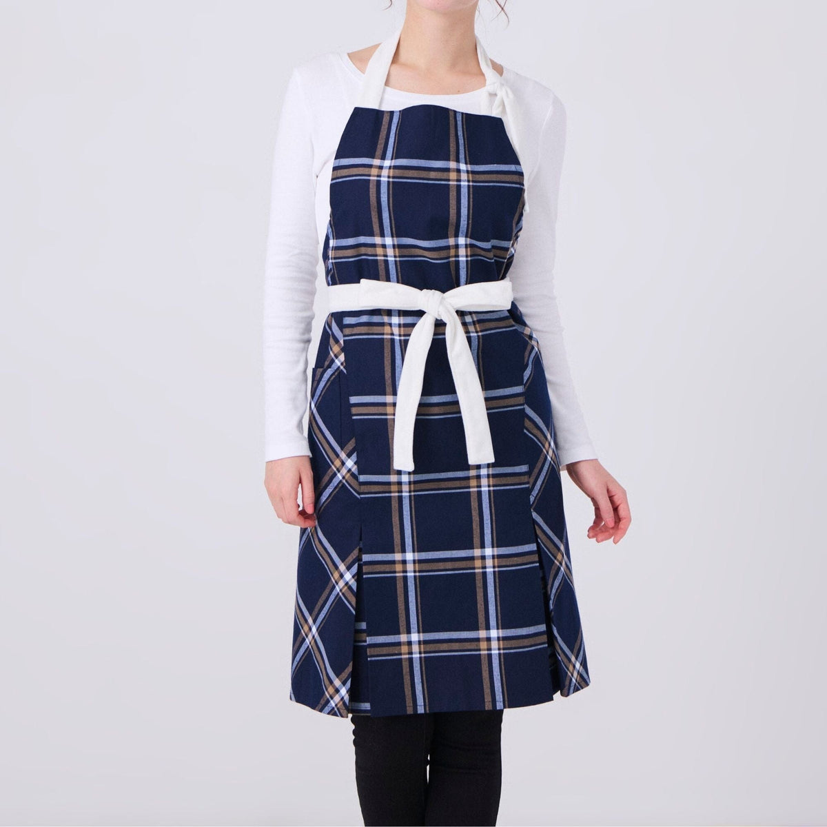 Plaid Full Apron Navy