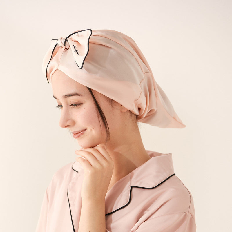 絲質睡帽長版粉紅色