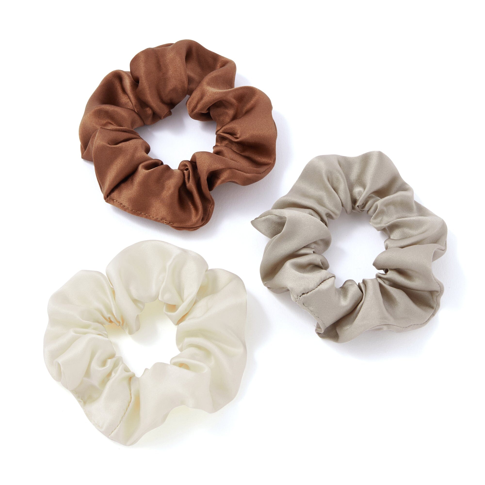 絲質3件裝髮帶象牙白色