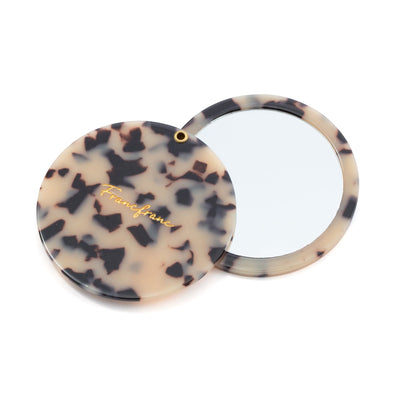 Compact Mirror With Pouch  Beige