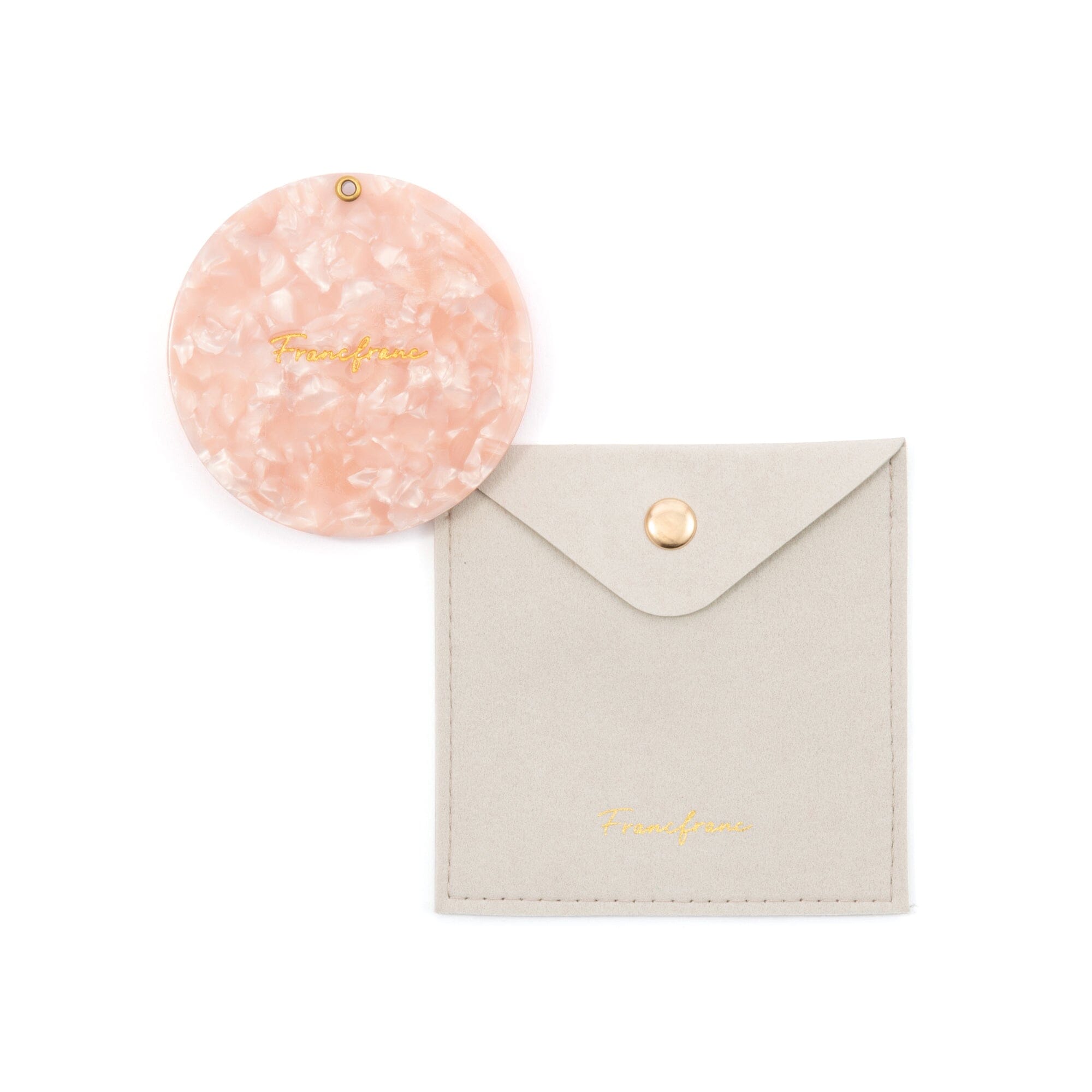 Compact Mirror With Pouch  Pink