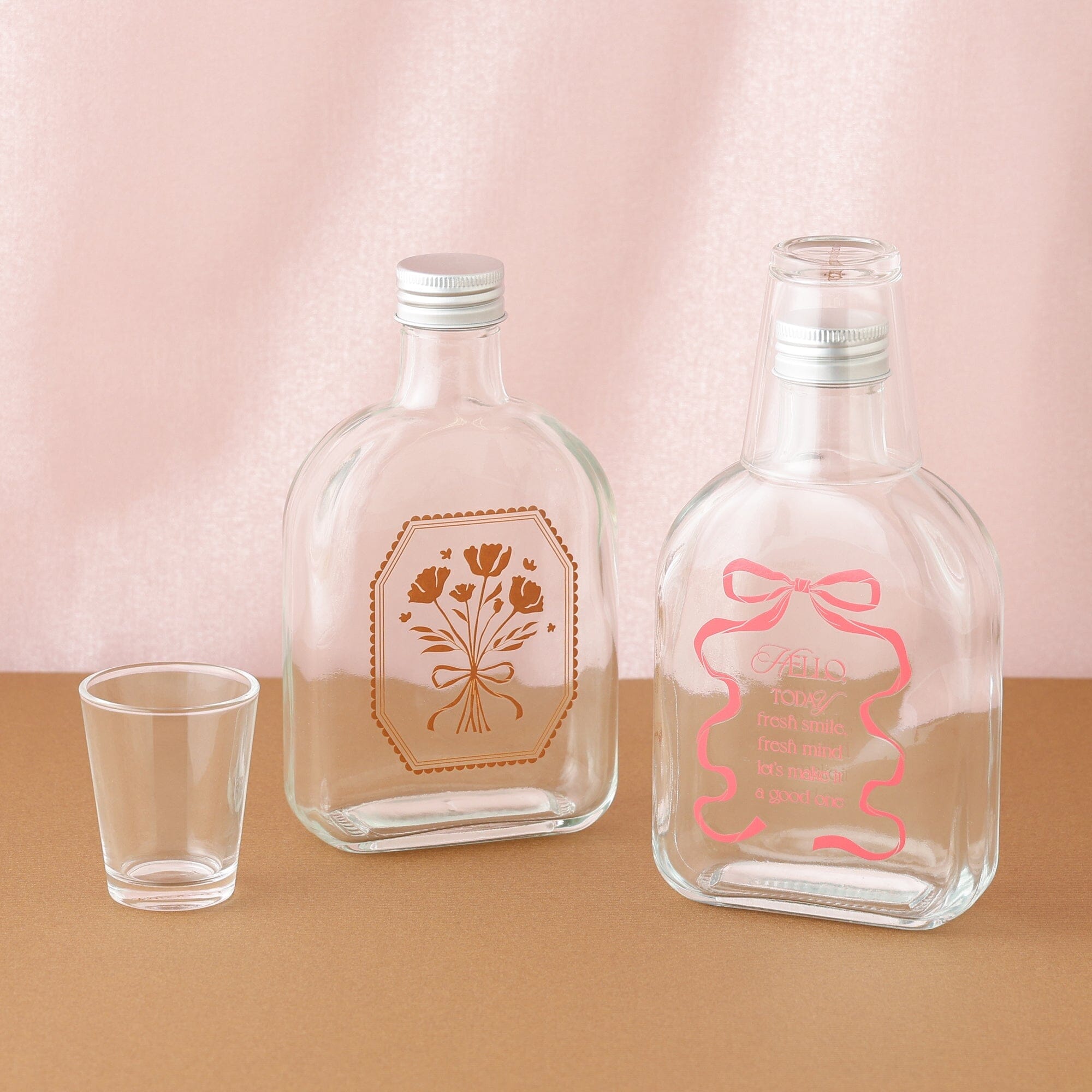 Mouthwash Bottle And Cup Brown