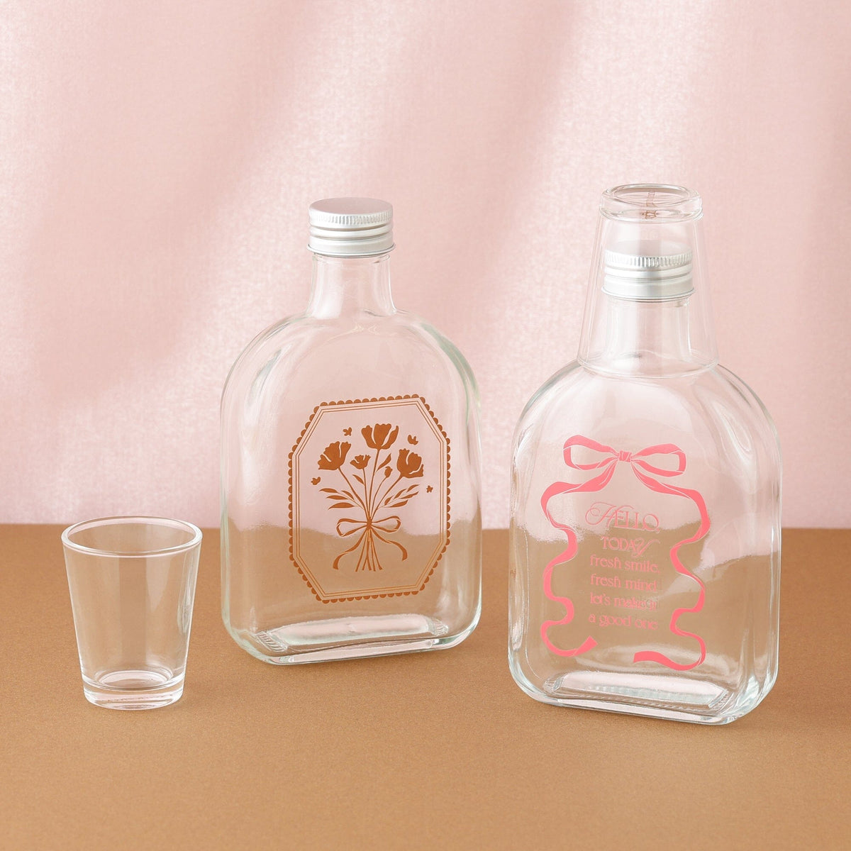 Mouthwash Bottle And Cup Brown