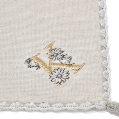 Initial Handkerchief Towel Flower K  Lighandkerchief Towel Gray