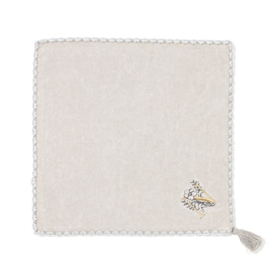 Initial Handkerchief Towel Flower N  Lighandkerchief Towel Gray