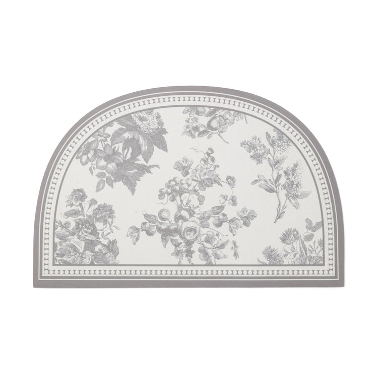 Soft Bath Mat with Diatomaceous Earth Semicircular Classic Flower Grey