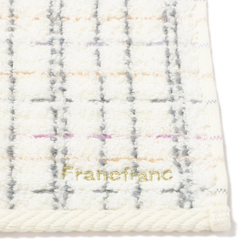 Antibacterial and deodorizing tweed pattern handkerchief towel, white