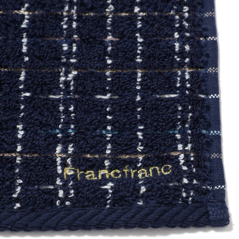 Antibacterial and deodorizing tweed pattern handkerchief towel, navy