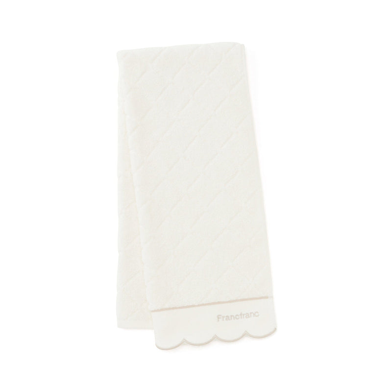 Antibacterial And Deodorizing Quilted Scallop Face Towel, Ivory