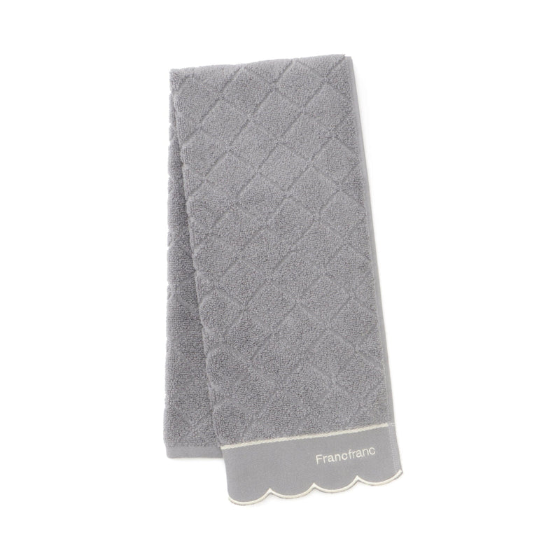 Antibacterial And Deodorizing Quilted Scallop Face Towel, Grey