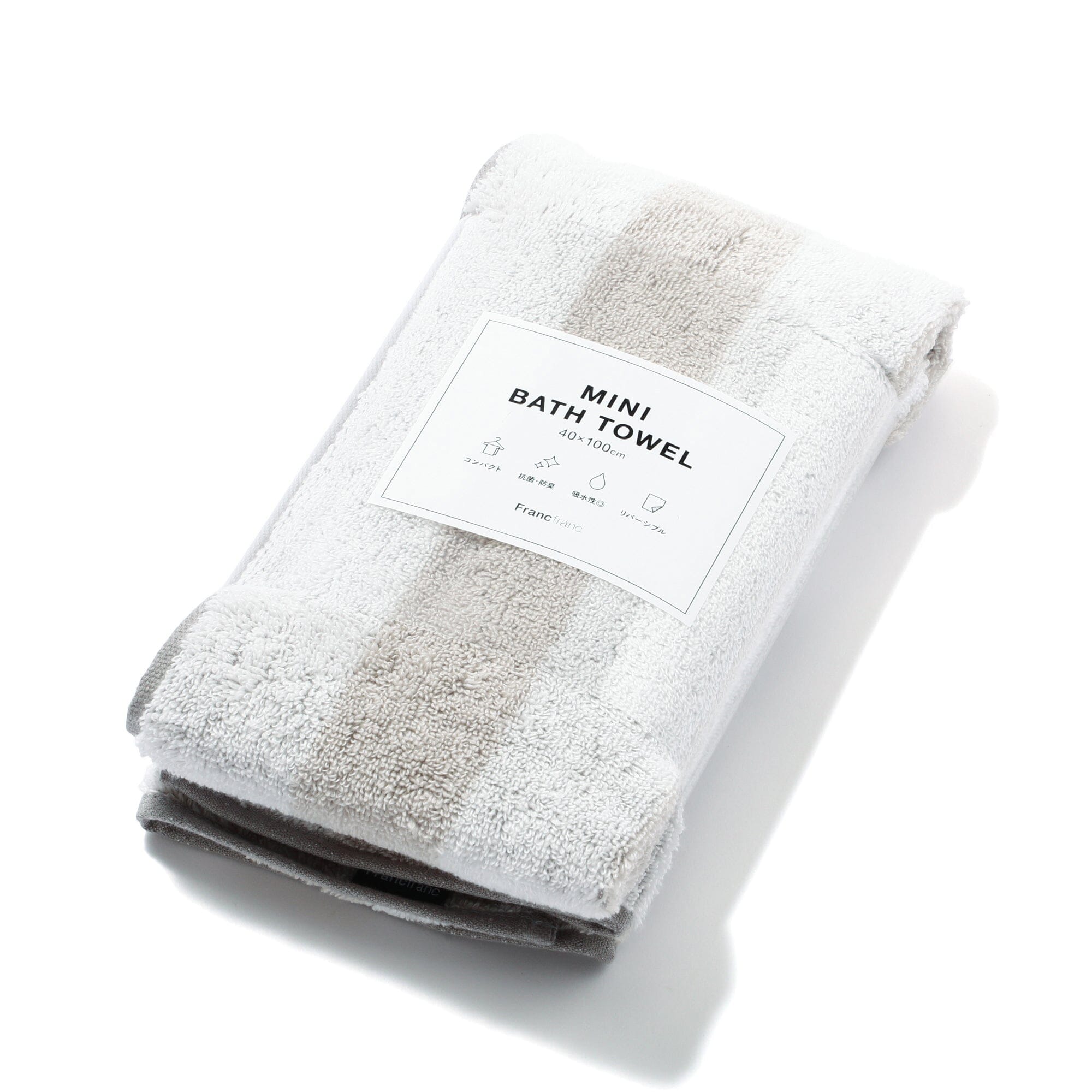 Mini Bath Towel Stripe  Light Gray