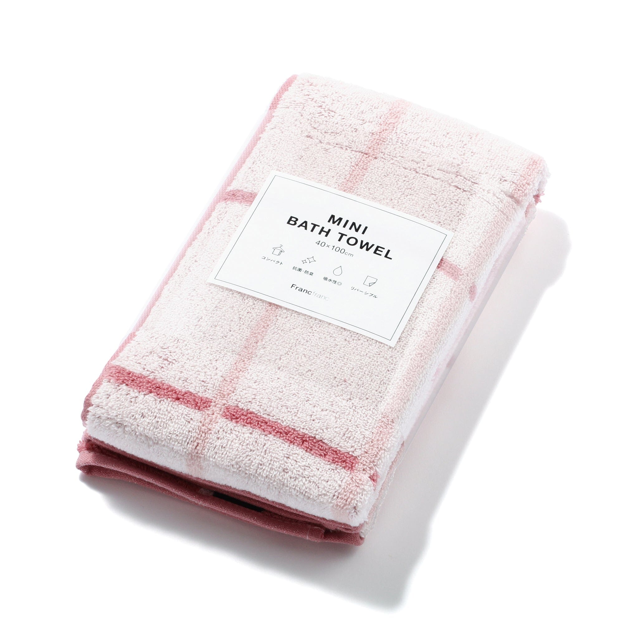 Mini Bath Towel Plaid  Pink