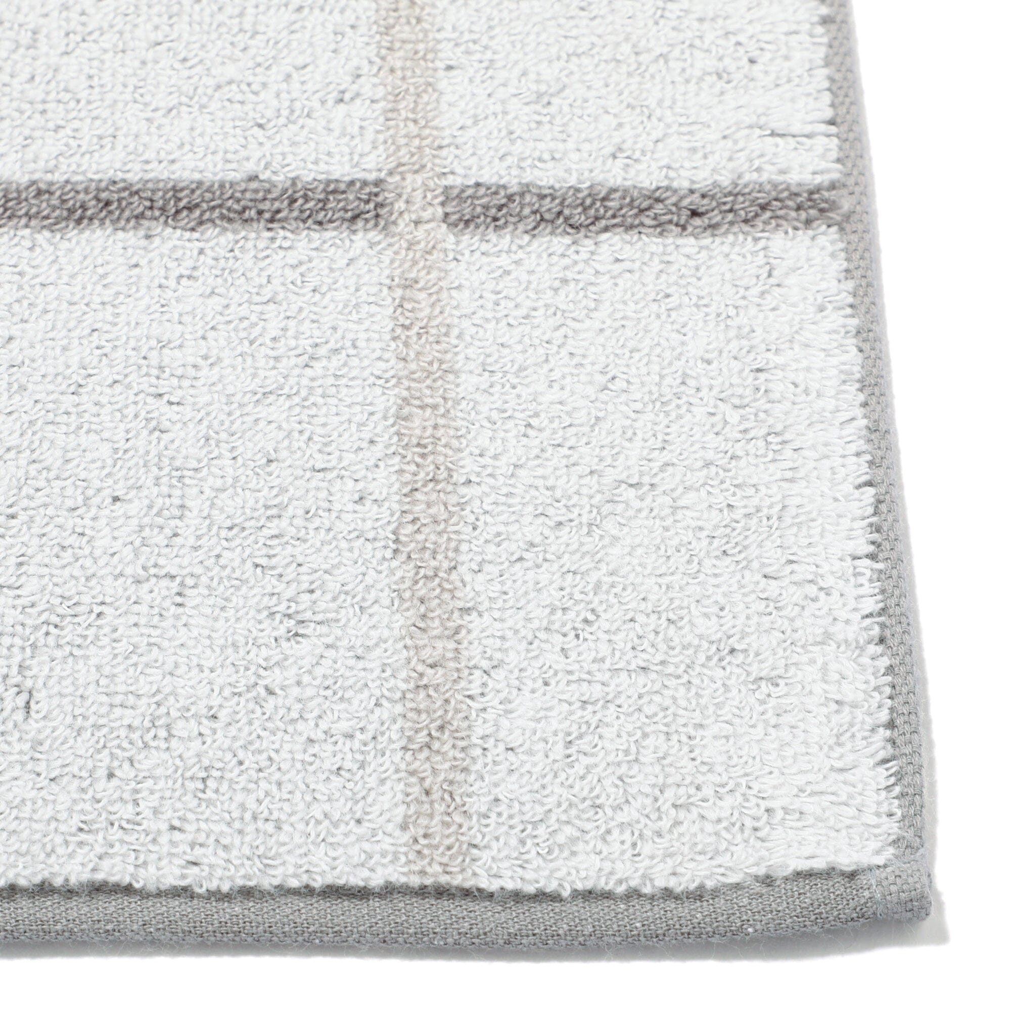 Mini Bath Towel Plaid  Light Gray