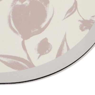 Diatomaceous Earth Soft Bath Mat Oval Big Flower Beige