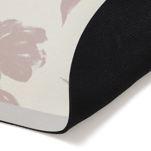 Diatomaceous Earth Soft Bath Mat Oval Big Flower Beige