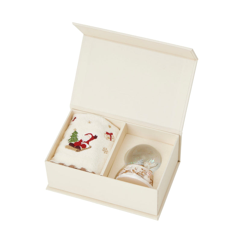Christmas Handkerchief & Snow Globe Set - Santa White
