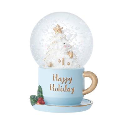 Christmas Handkerchief & Snow Globe Set Tree Light Blue