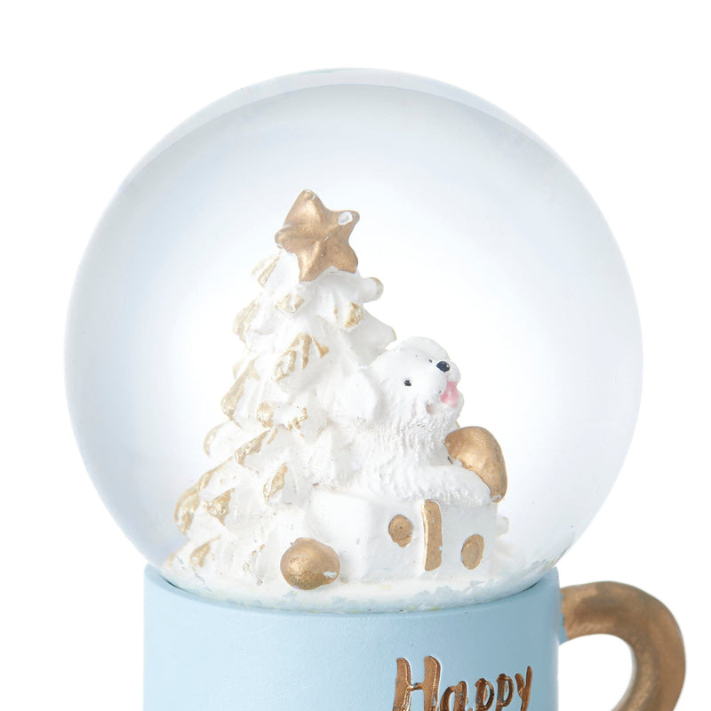 Christmas Handkerchief & Snow Globe Set Tree Light Blue