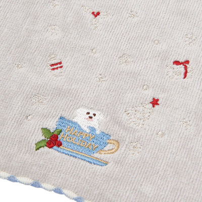 Christmas Handkerchief & Snow Globe Set Tree Light Blue