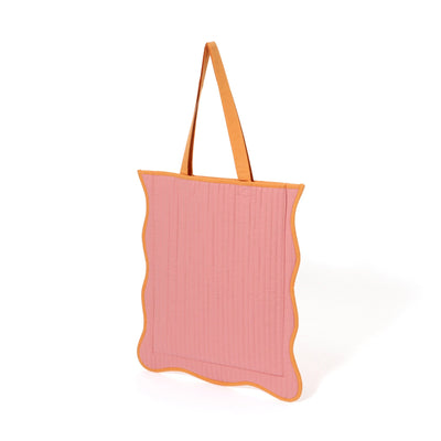 BICOLOR 雙色波浪手提袋 粉紅色