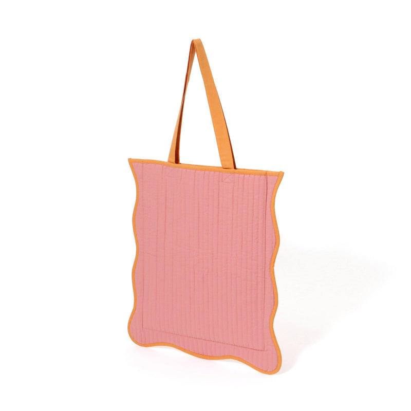 BICOLOR 雙色波浪手提袋 粉紅色