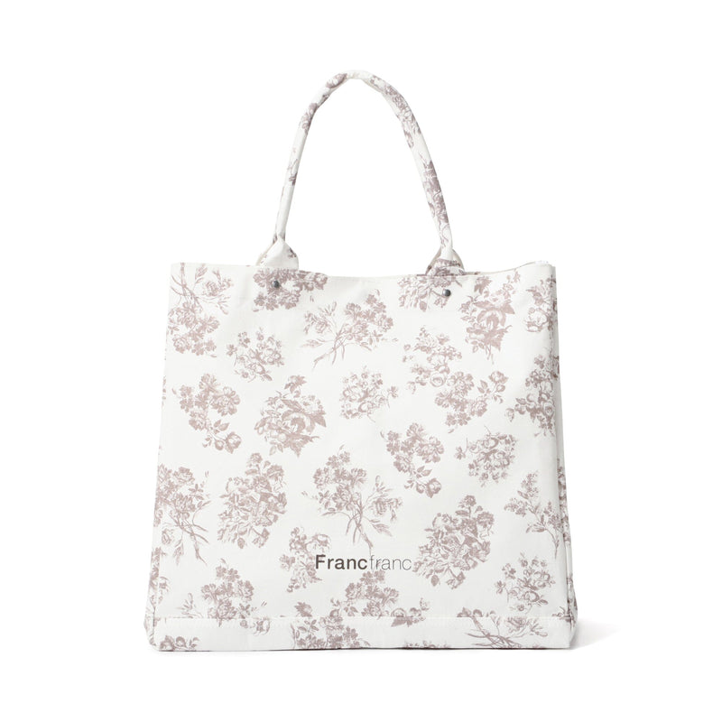 Logo Tote Bag Classic Flower Large Beige