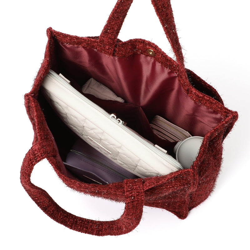 Logo Tote Bag Tweed Medium Red