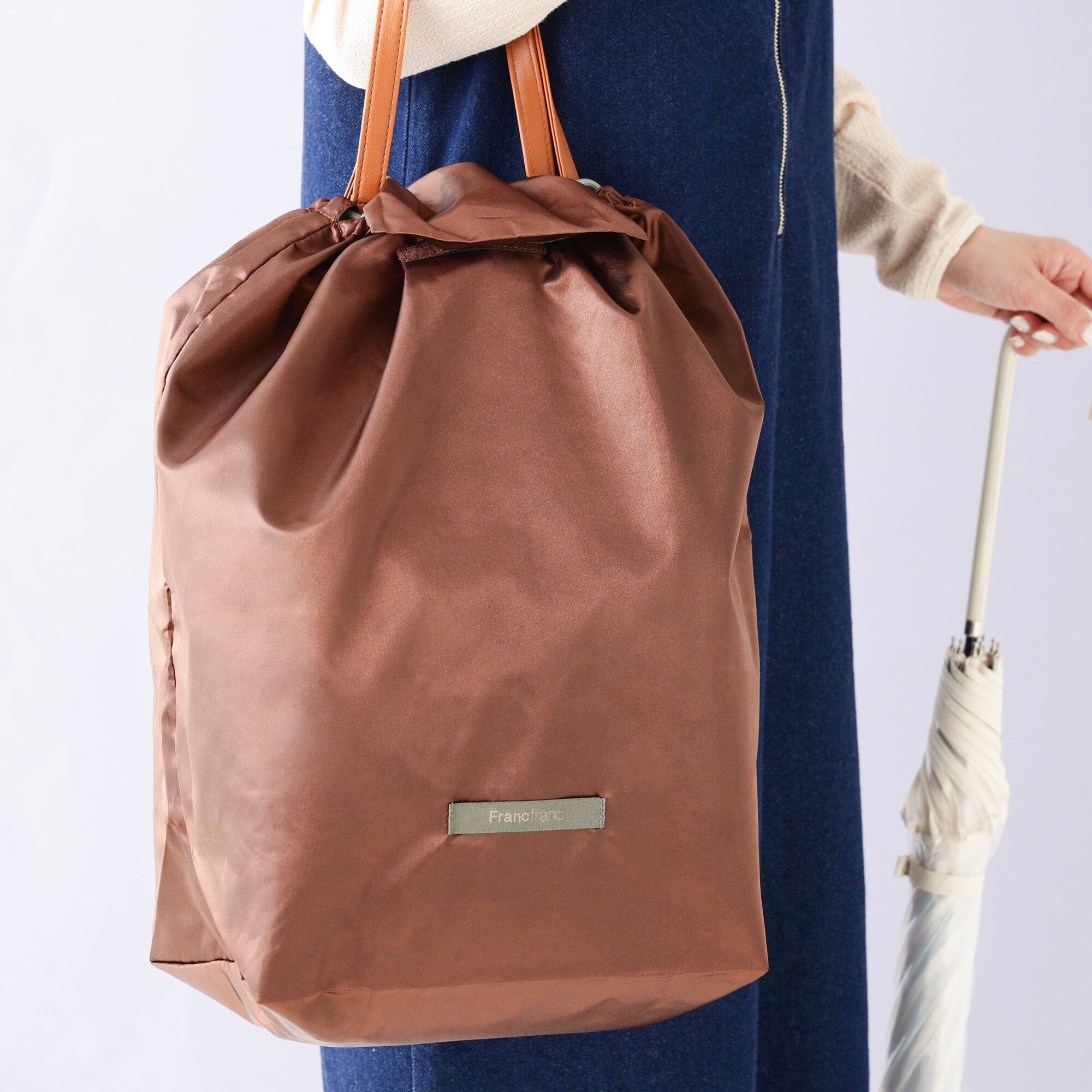 Satin Rain Cover Eco Bag Brown