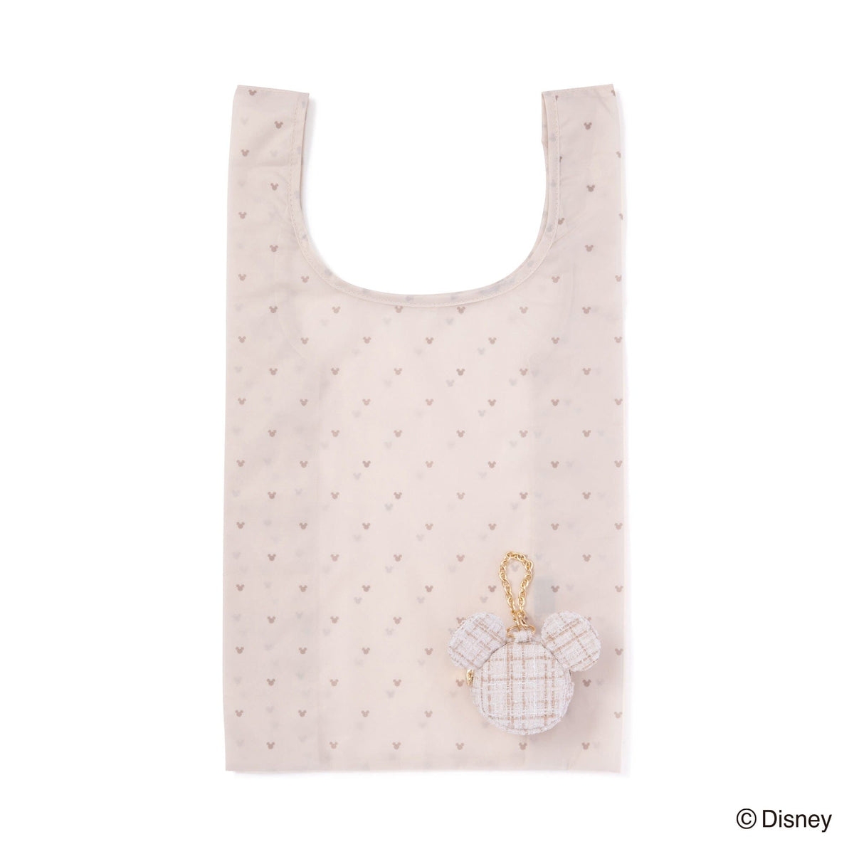 Disney Mickey Face Bag Charm Eco Bag Beige
