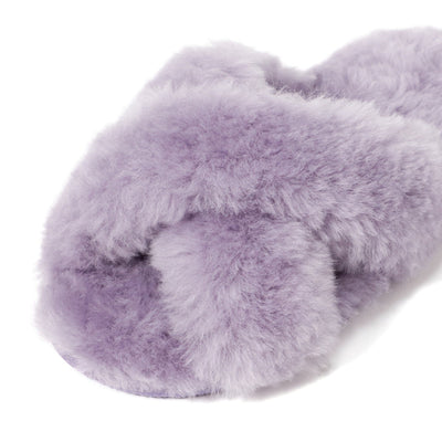 Sheep Fur Cross Room Shoes Purple