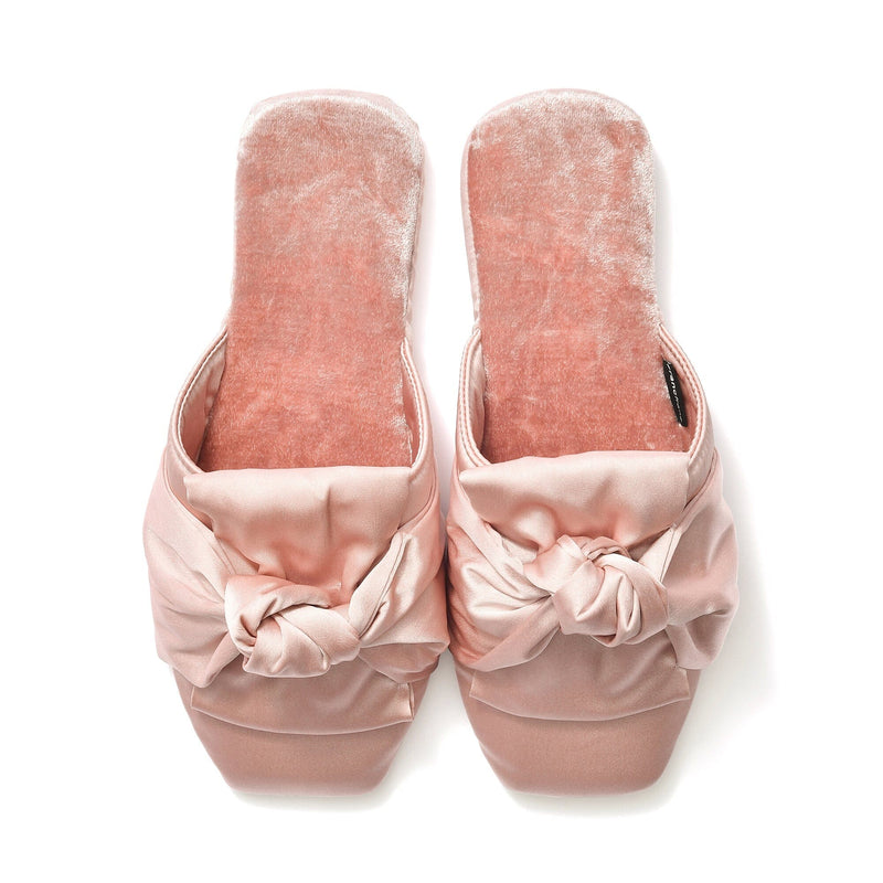 Crushed Velor X Satin Room Shoes Pink