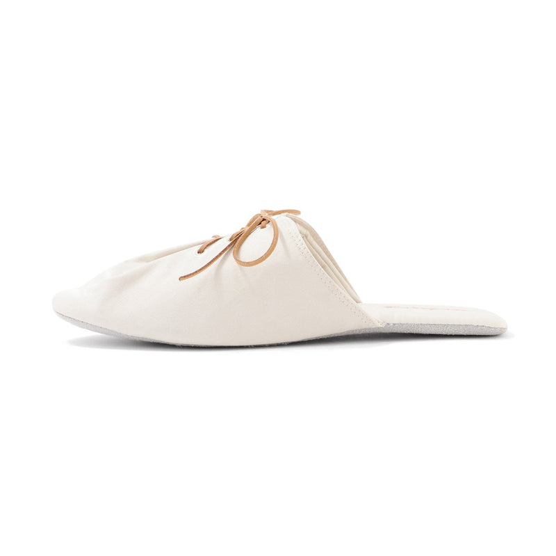 Satin Laceup Room Shoes Ivory